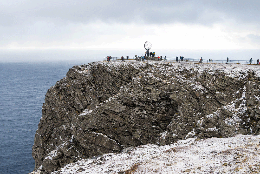 Die Weltkugen am Nordkap in Nord-Norwegen